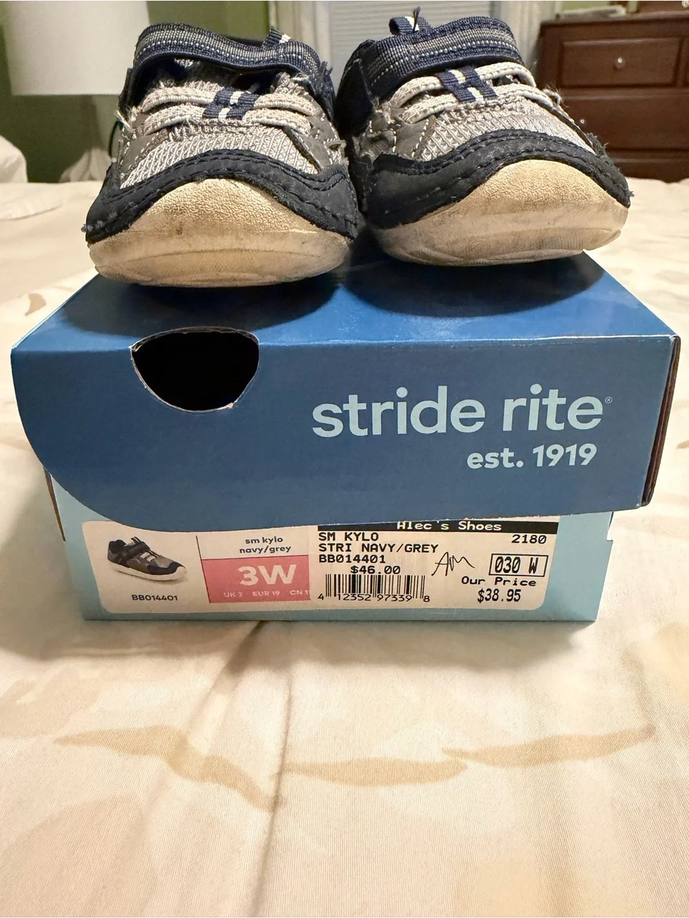 Stride Rite Navy and Gray Baby Walker Shoes